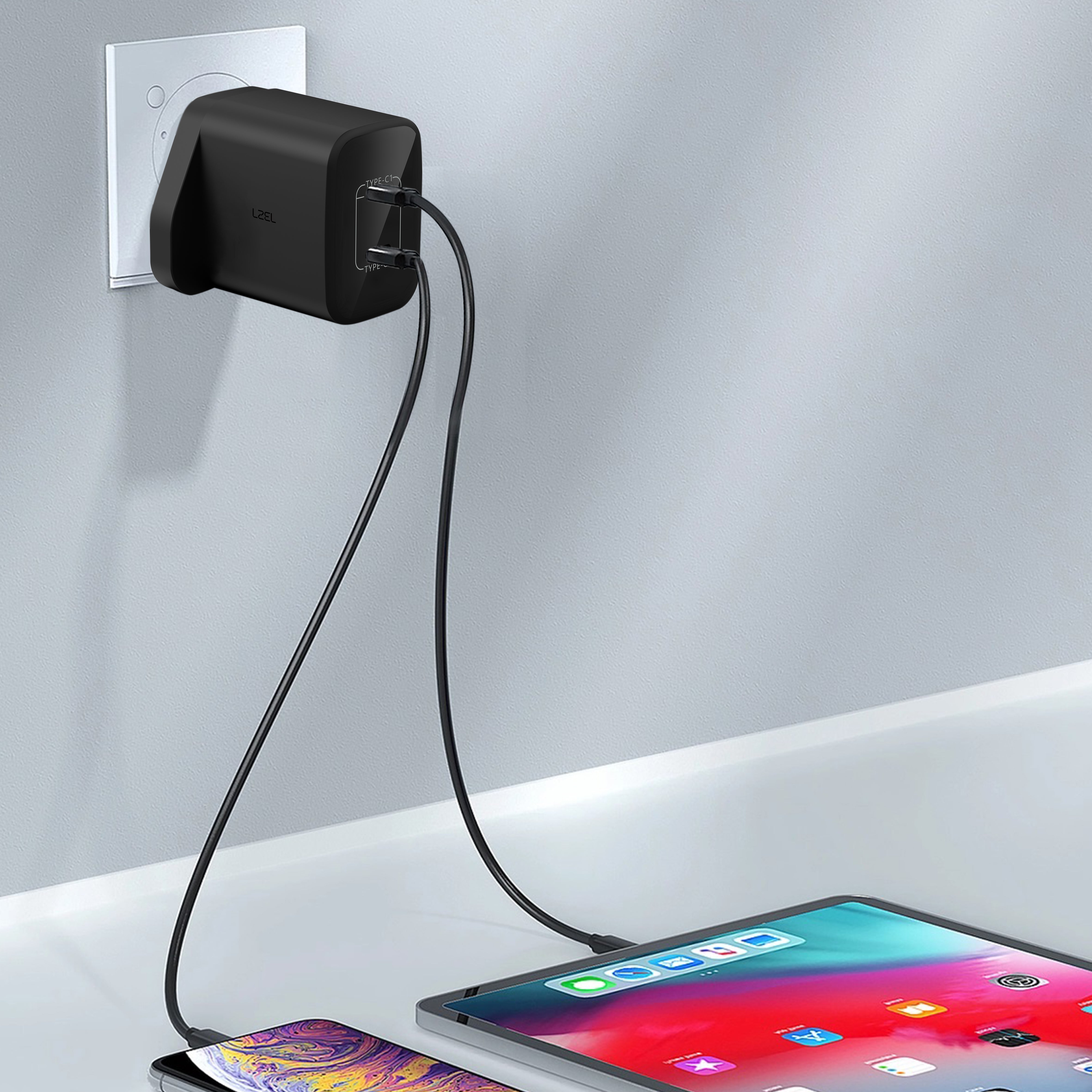 LZEL VoltixCharger 45W Dual Port GaN Wall Charger | Black