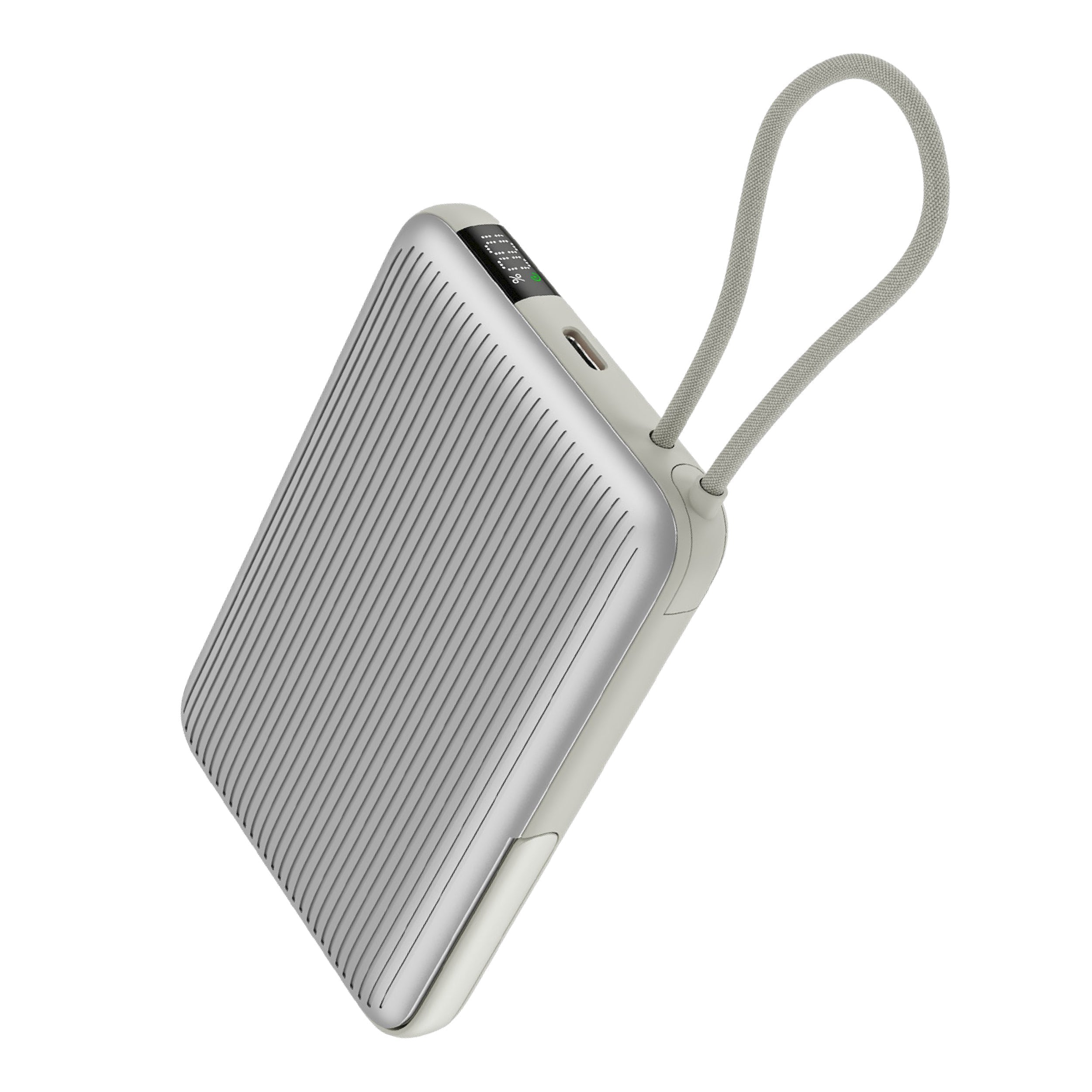 LZEL Neurode Mag - 10,000mAh PD MagSafe Power Bank 20W with Built-in Cable | Silver