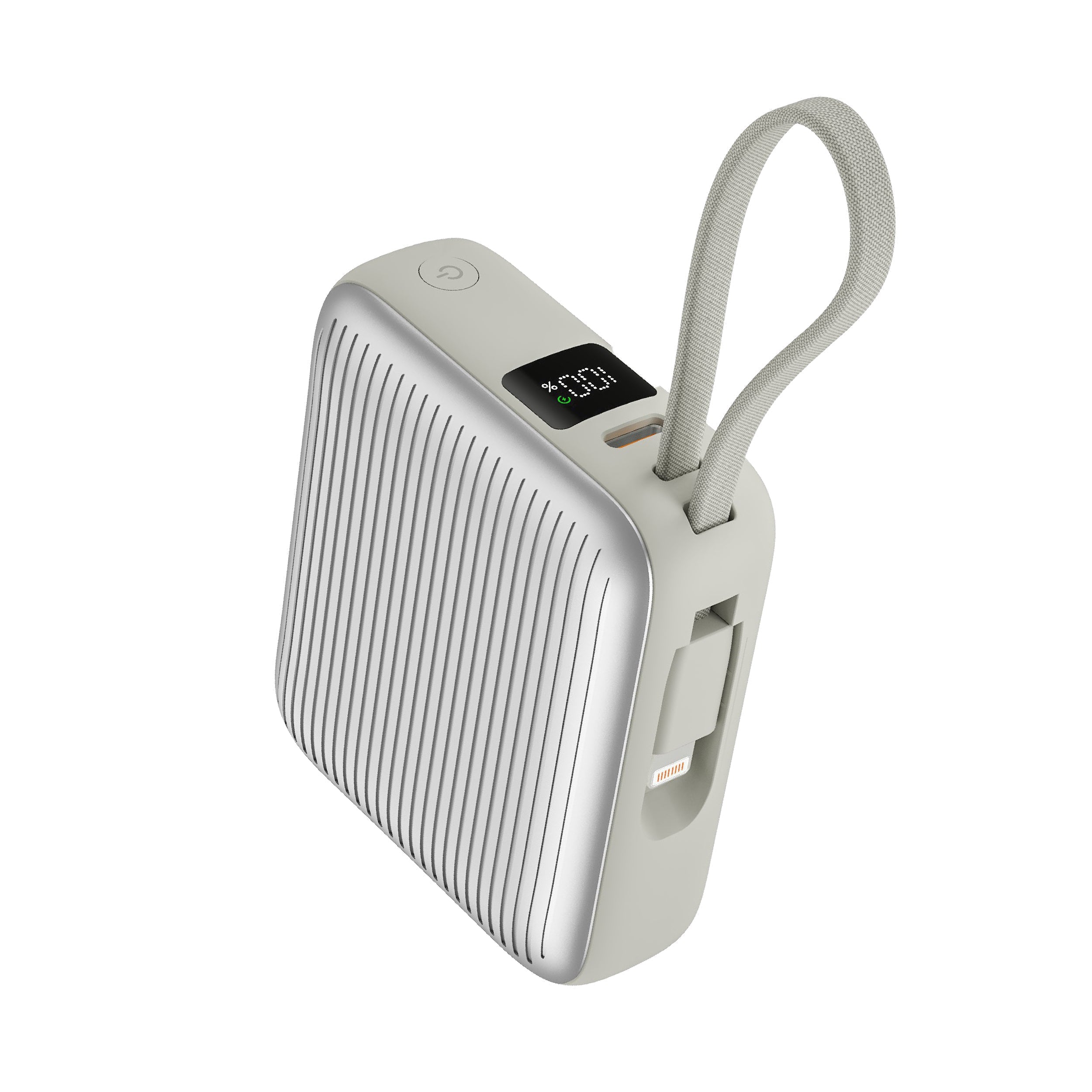 LZEL Neurode Sync - 10,000mAh PD Mini Power Bank 22.5W with Built-in Cable | Silver
