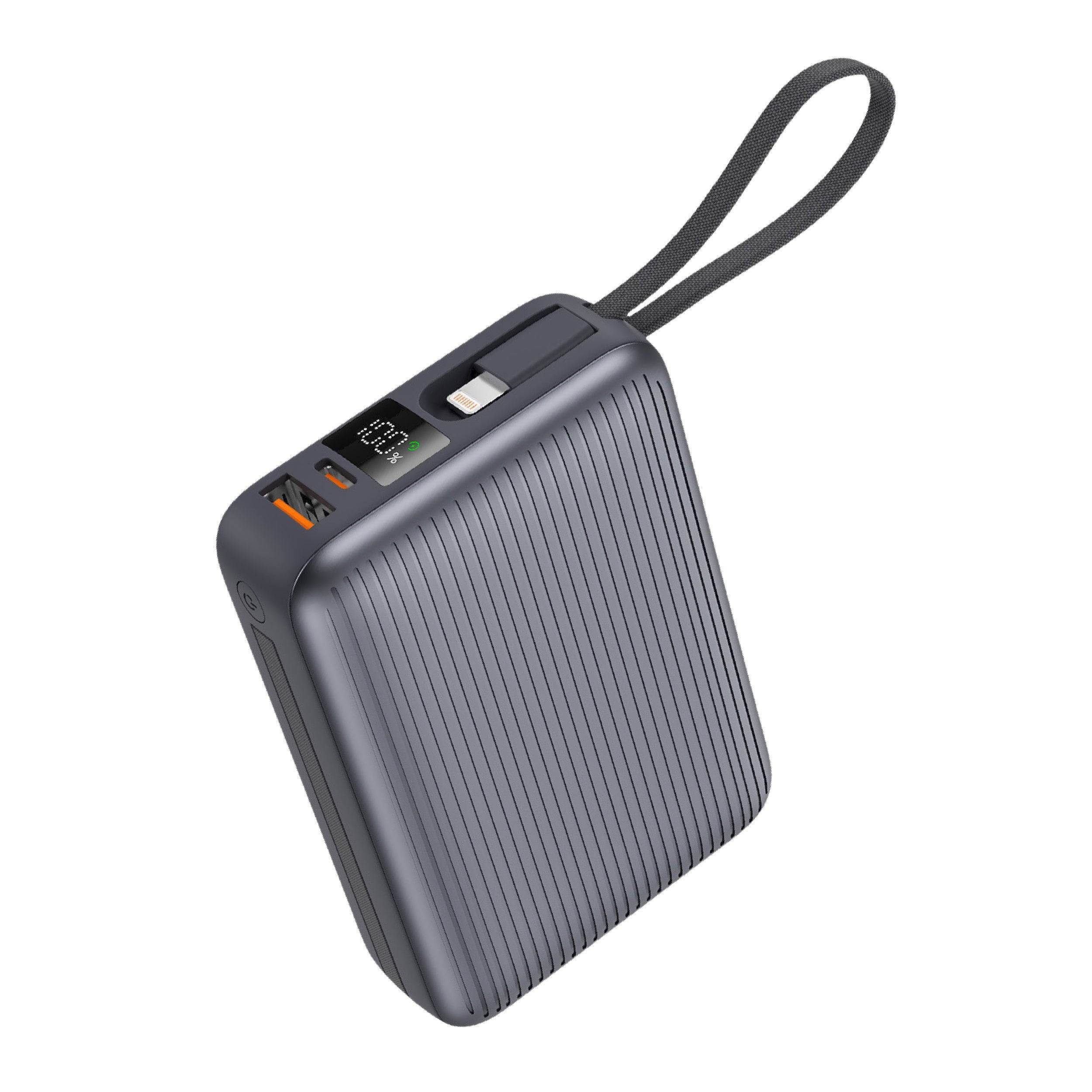 LZEL Neurode Sync - 20,000mAh PD Mini Power Bank 22.5W with Built-in Cable | Black