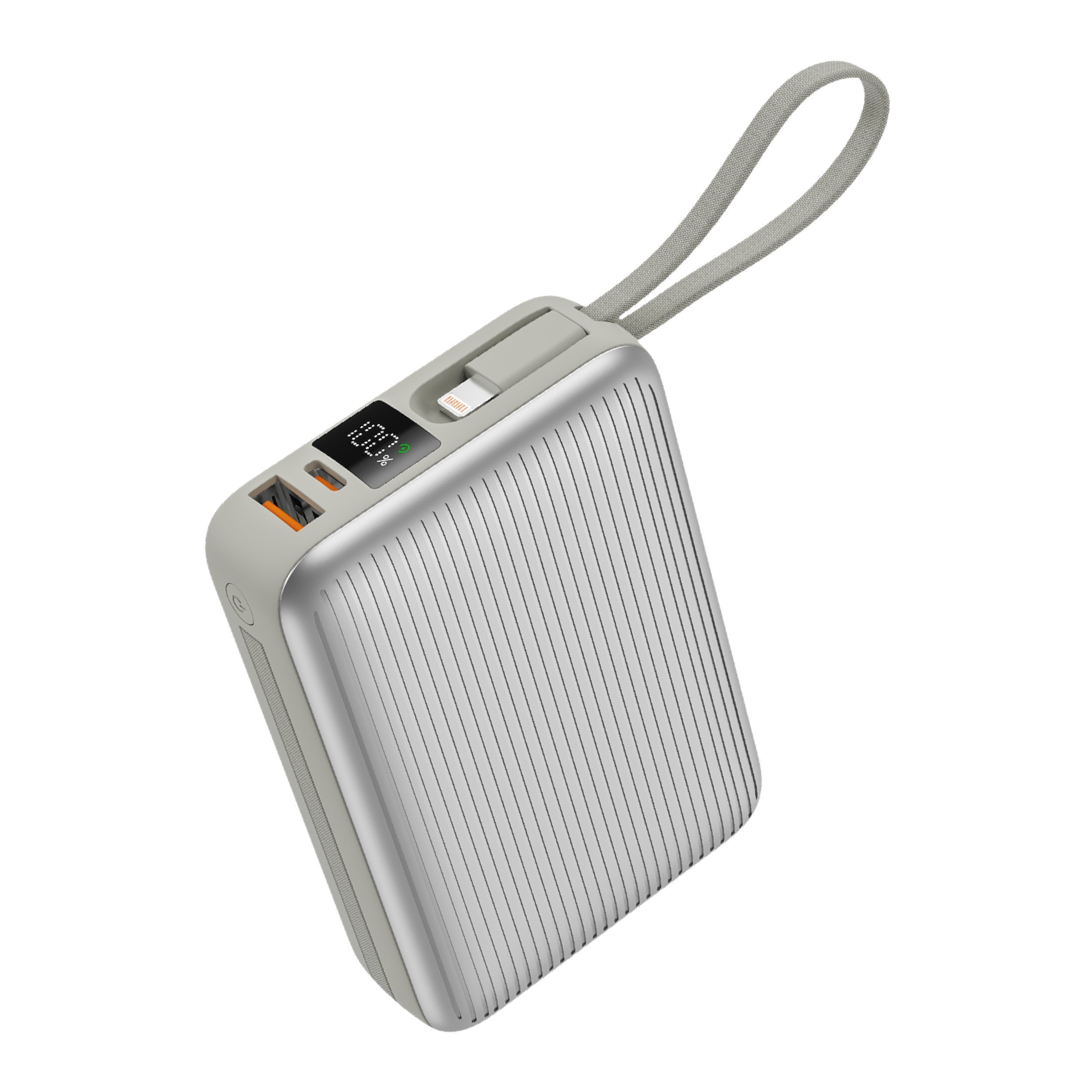LZEL Neurode Sync - 20,000mAh PD Mini Power Bank 22.5W with Built-in Cable |Silver