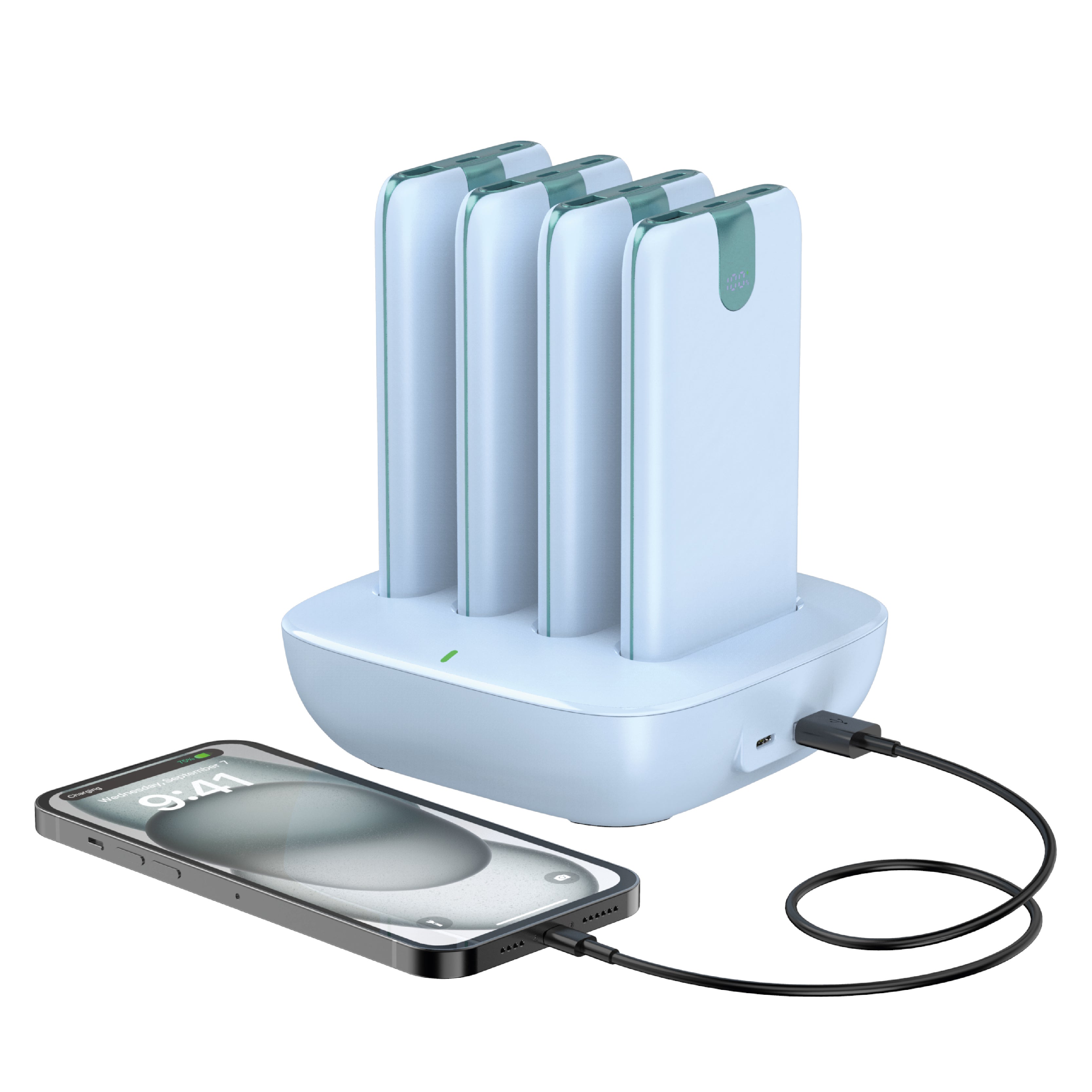 LZEL Quadra Energia Y Station 10000mAh Charging Station Built In Cable Lightning And Type-C | Blue