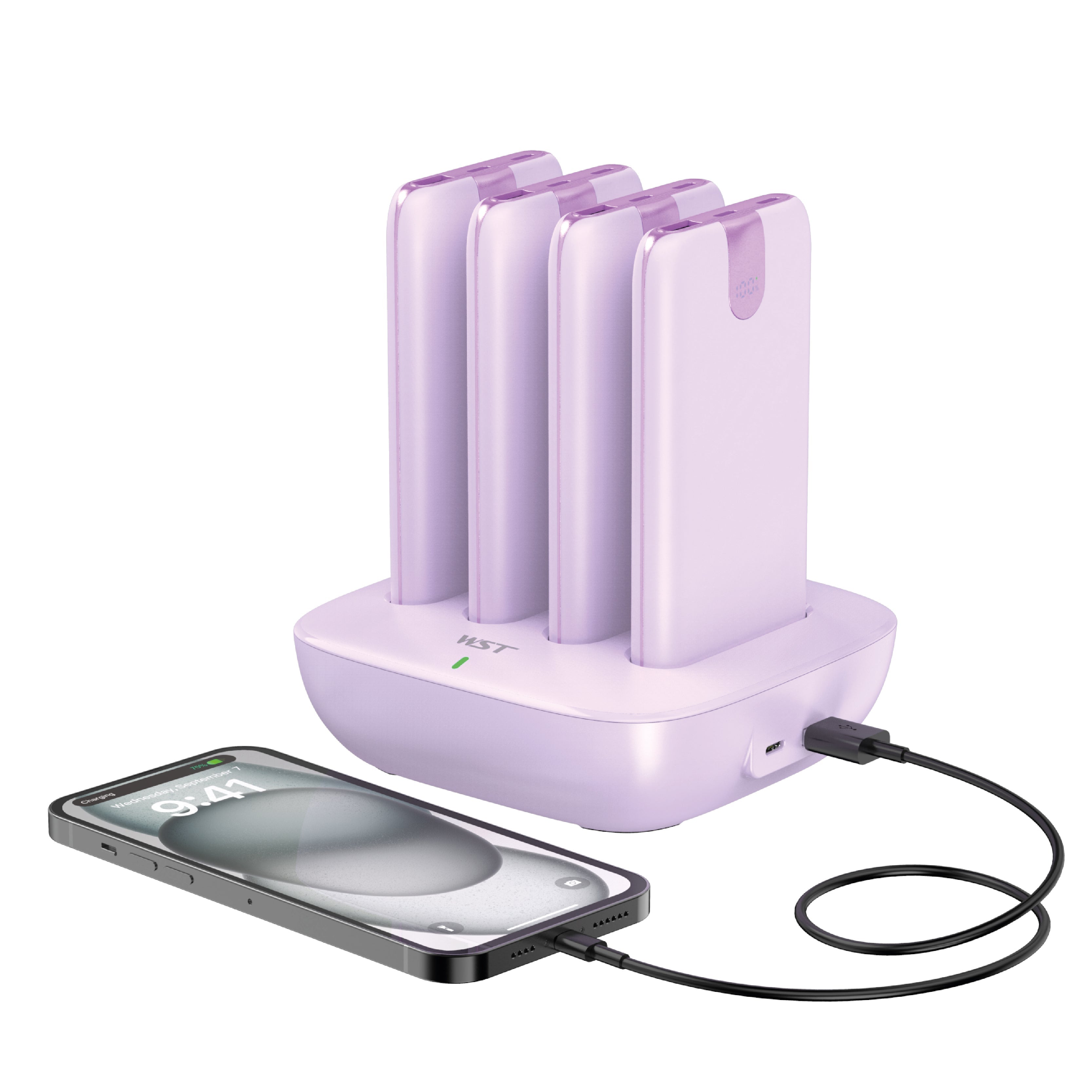 LZEL Quadra Energia Y Station 10000mAh Charging Station Built In Cable Lightning And Type-C | Purple