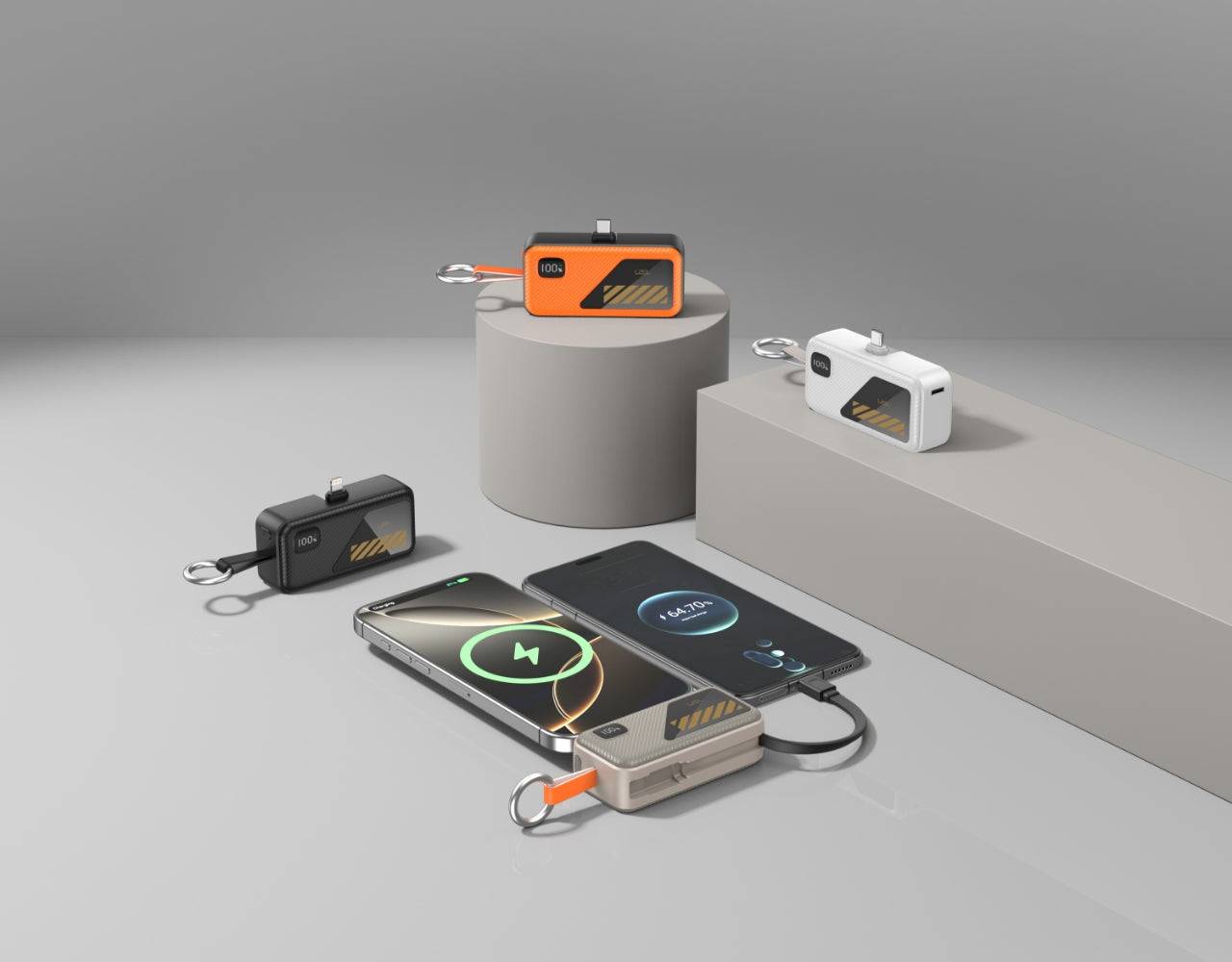 LZEL Nanoflux Charger Mini 5000mAh PD Lightning Power Bank with Built-in Type-C Cable | Orange