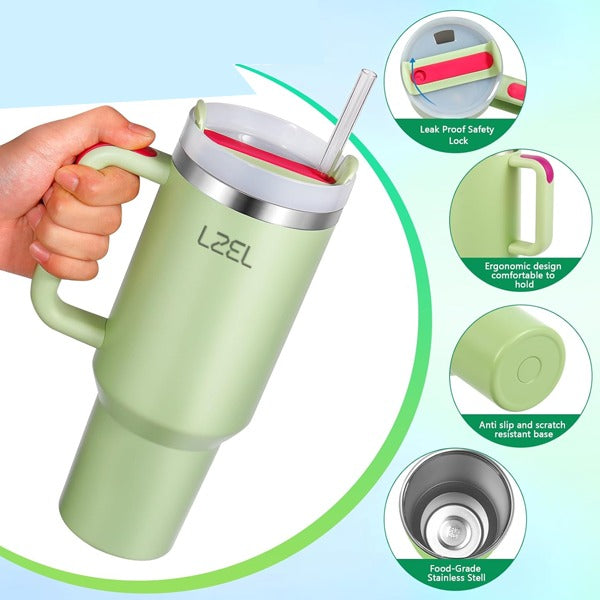 LZEL Tumbler With Handle 800ML Aqua Pure Vacuum Insulated Light Green