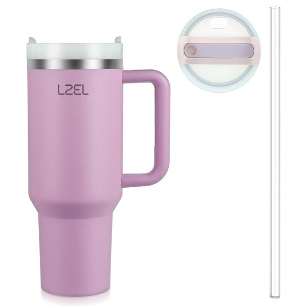 LZEL Tumbler With Handle 800ML Aqua Pure Vacuum Insulated Light Purple