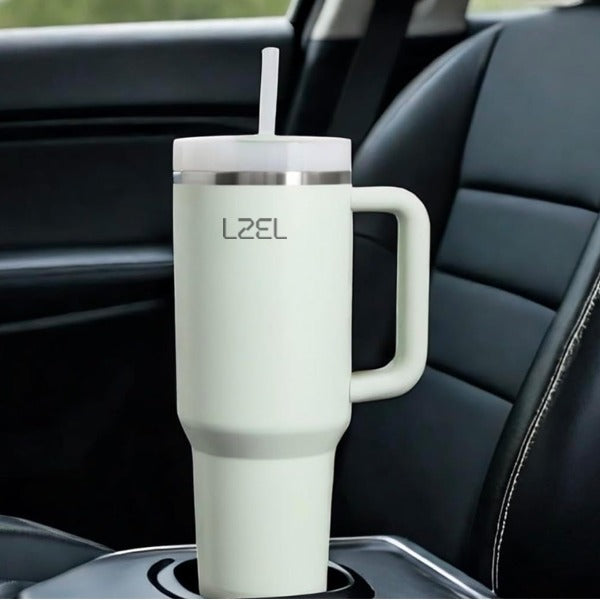 LZEL Tumbler With Handle 1100ML Aqua Pure Vacuum Insulated |Bay Leaves