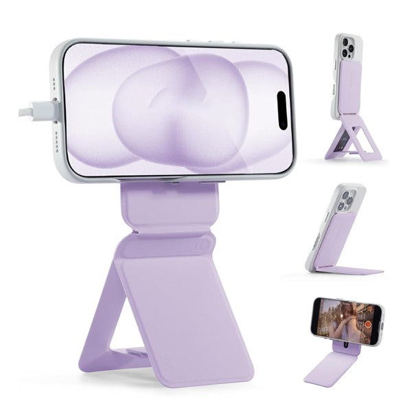 LZEL Magsafe PU Leather Card Holder And Tripod Stand Aegis Clio |Light Purple