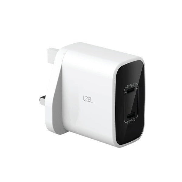 LZEL VoltixCharge 35W Duals Port USB-C GaN Wall Charger | White