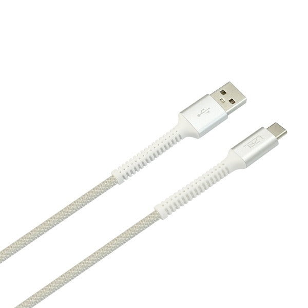 LZEL Celeris Power Ac Fabric Braided USB-A to USB-C Cable 1.2m | White
