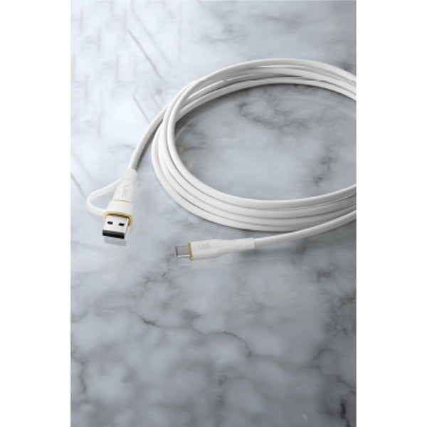 LZEL Celeris PowerDuo – 2-in-1 USB-C to USB-C 100W Silicone Cable (30cm) Built-in USB-A connector | White