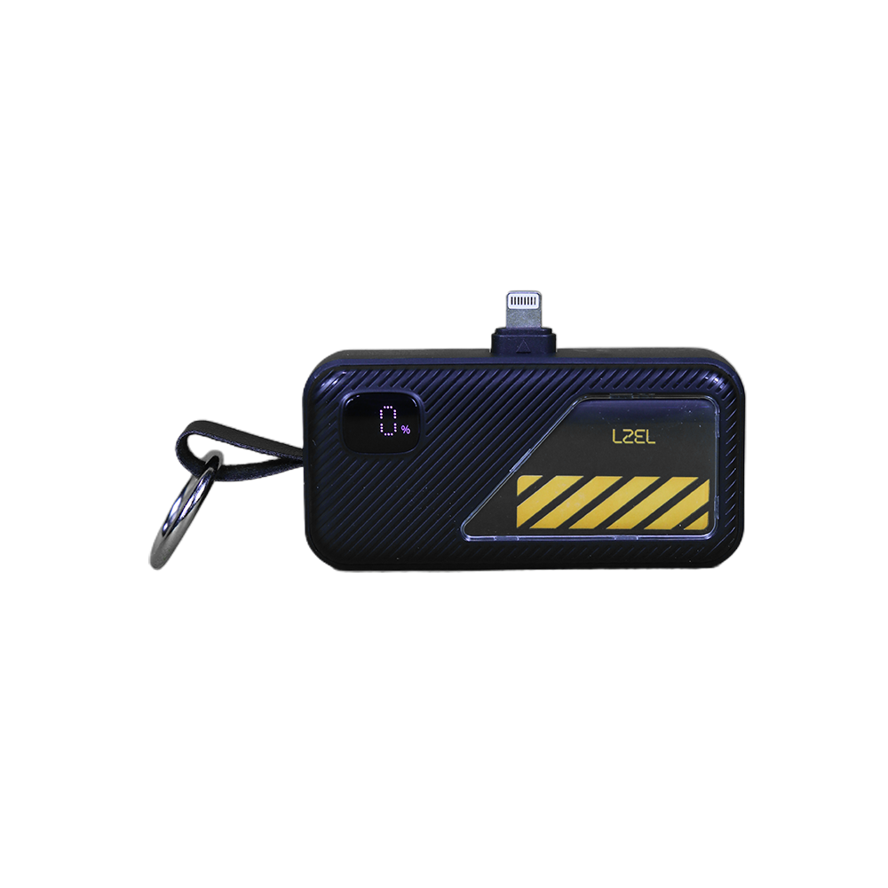 LZEL NanoFlux Charger Mini – 5,000mAh PD Lightning Power Bank with Built-in Type-C Cable | Black