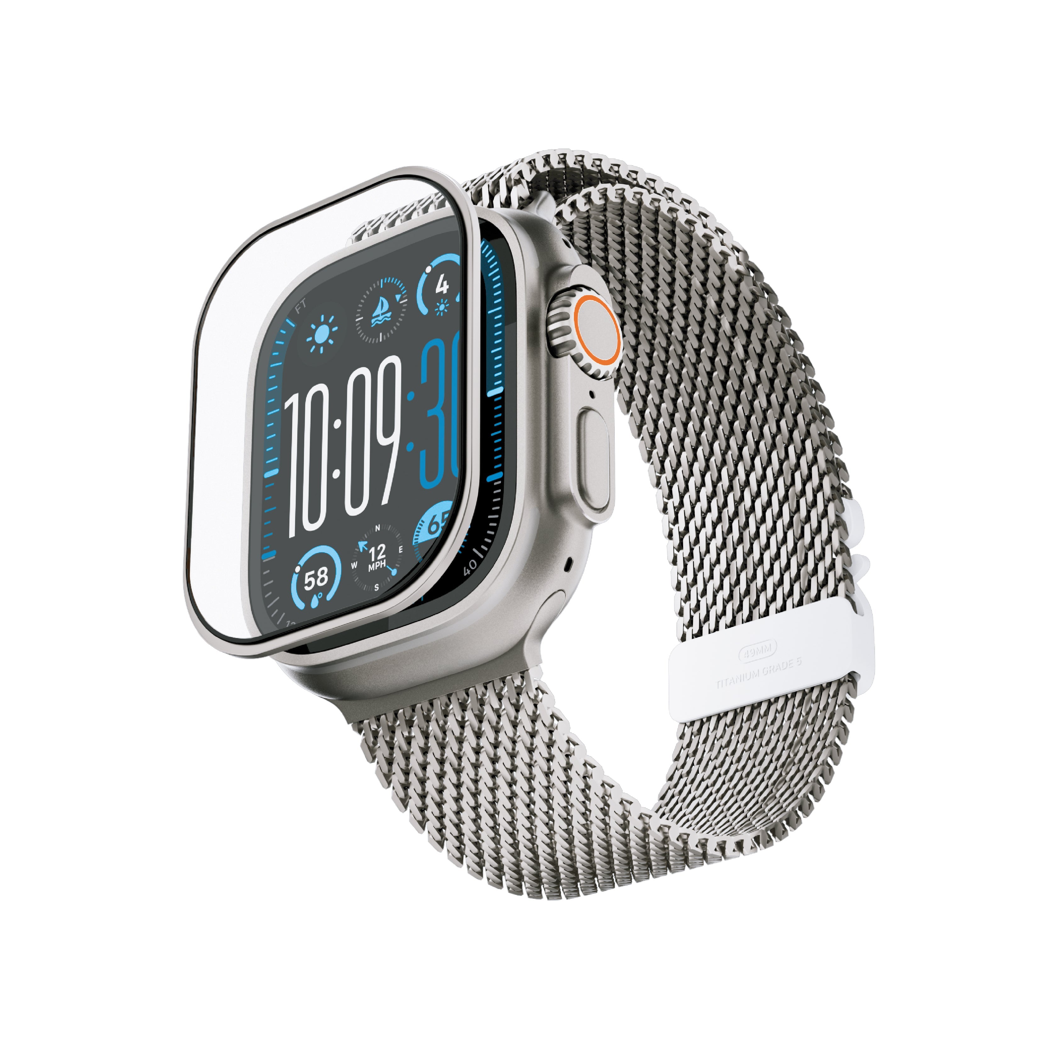 LZEL Zentrix Shield Titanium Edge Screen Protector For 49mm Watch |Titanium